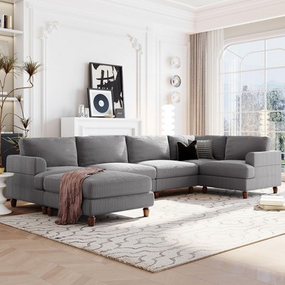 101.2" Modular Sectional Sofa with Ottoman, L-Shaped Corner Sectional Sofa for Living Room-ModernLuxe