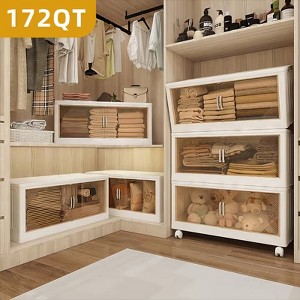 GlasFlength Decorative Storage Cabinets, Stylish and Functional Storage for Bedroom, Living Room, Kitchen, White, 21.65”*12.99”*35.43" - 1 of 4