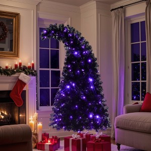 SKRAN 6FT Curved Shape Artificial  Christmas Tree, Hinged Artificial Halloween Tree with 900 for Holiday Festival Parties - 1 of 4