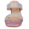 Allegra K Women's Rhinestone Open Square Toe Chunky Heel Slide Sandals - 2 of 4