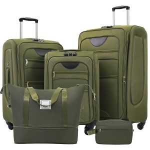 NAYSAYE Luggage Softside Expandable 3 Piece Luggage Set with Duffel Bag TSA Lock Spinner Wheels for Travel, Army Green, 31.78"*20"*12.33" - 1 of 4