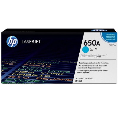 HP Inc. 650A Cyan Original LaserJet Toner Cartridge, ~15,000 pages, CE271A