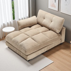 Oversized Corduroy Sleeper Chaise Lounge with USB, Cup Holder & Side Pocket - 1 of 4