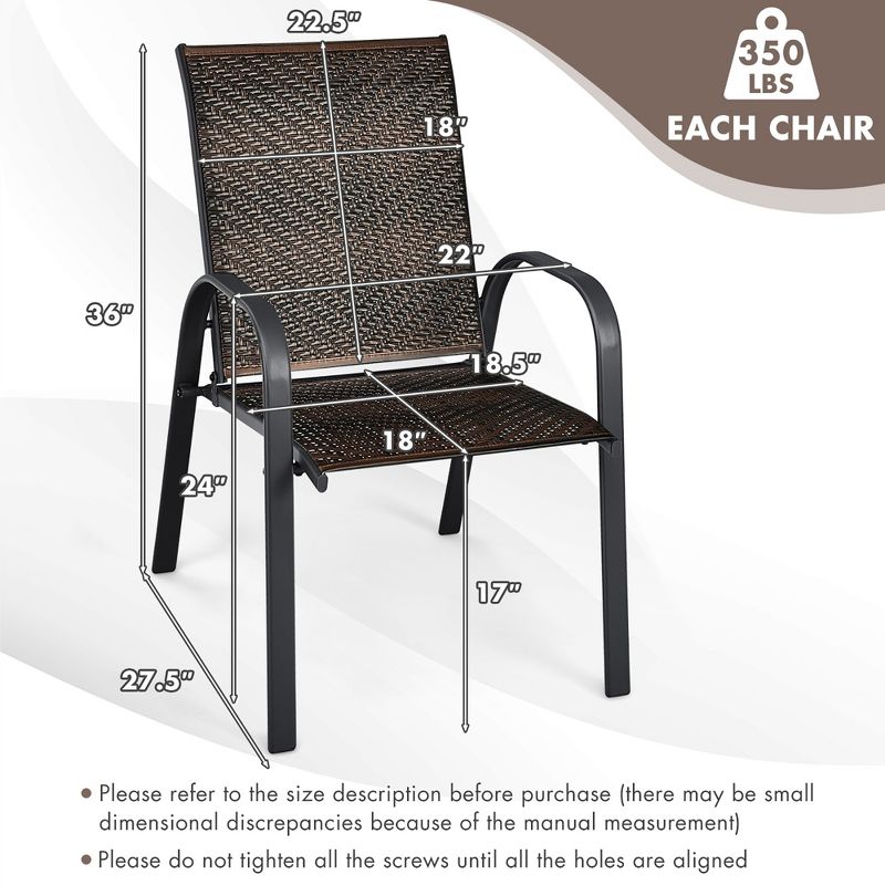 Costway Set of 6 Patio Rattan Dining Chairs Stackable Armrest Garden Mix Gray\Mix Brown, 3 of 9