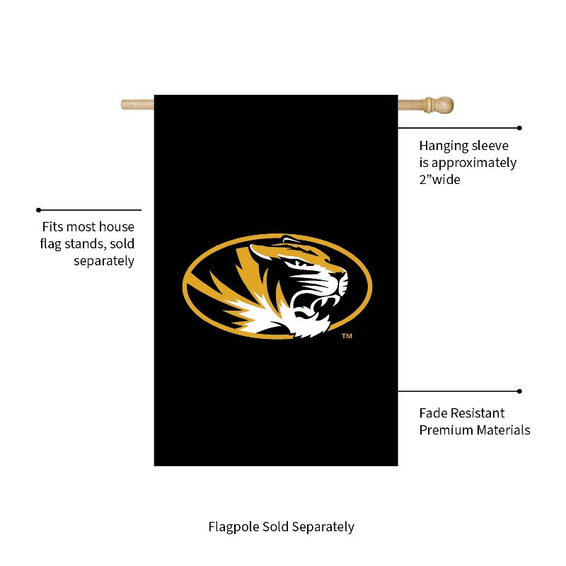 Evergreen NCAA University of Missouri Applique House Flag 28 x 44 Inches Outdoor Decor for Homes and Gardens, 3 of 8