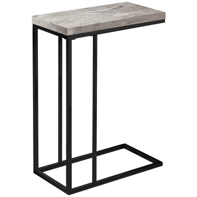 Monarch Specialties Accent Table, C-shaped, End, Side, Snack, Living Room, Bedroom, Grey Laminate, Black Metal, Contemporary, Modern