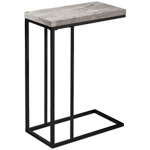 Monarch Specialties Accent Table, C-shaped, End, Side, Snack, Living Room, Bedroom, Grey Laminate, Black Metal, Contemporary, Modern - 1 of 4