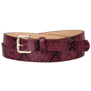 INSPIRE CHIC Women's Slim Thin Snakeskin Embossed Faux Leather Skinny Belts Waistband - 1 of 4