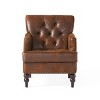 PAGED Modern Accent Chair, Button Tufted Arm Chair with Turned Wooden Legs, Living Room Reading Chair for Bedroom - 2 of 4