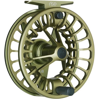 Redington Rise Mighty Powerful Solid Ambidextrous Angler 5/6 Fly Fishing Reel with Protective Nylon Carry Case, Olive