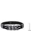 Steeltime Men's braided black leather with gunmetal stainless steel beads bracelet - 3 of 4