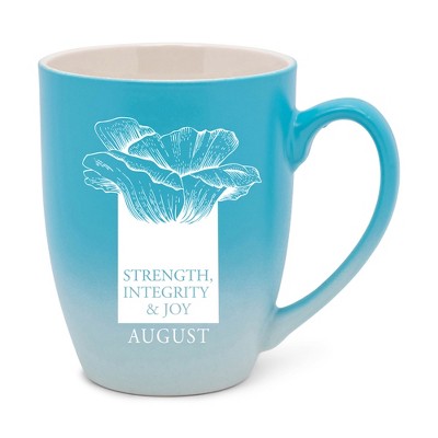 Elanze Designs Strength Integrity And Joy Two Toned Ombre Matte Teal and White 12 ounce Ceramic Stoneware Coffee Cup Mug