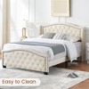 Homhougo Queen Size Upholstered Platform Bed Frame with Tall Headboard 47.2" Beige - 3 of 4