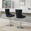 Kumasinova Thick Chrome Swivel Bar Stools,Set of 2,27"-35"H Adjustable Height Counter Stools with Tufted Back,Luxury Velvet Dining Chairs - 2 of 4