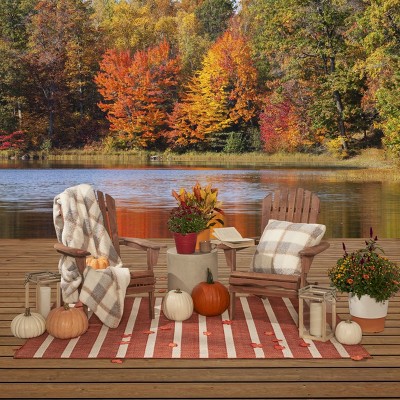 Terracotta Ivory Striped Flat Woven Outdoor Rug 6' x 9'