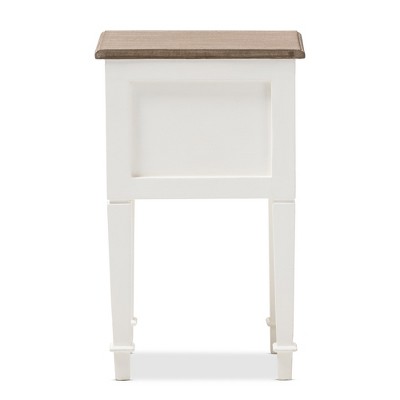 Dauphine Oak and White Wash Nightstand with Shelf