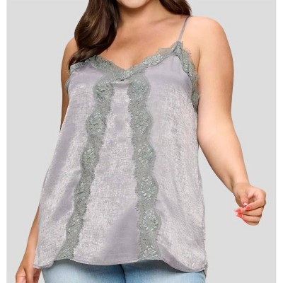 Women's Solid Satin Sleeveless Cami Woven Tank - Plus - Oddi