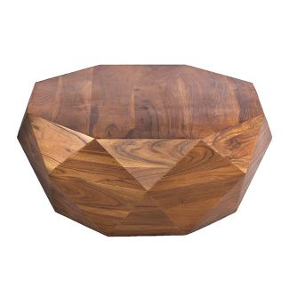Diamond Shape Acacia Wood Coffee Table with Smooth Top Dark Brown - The Urban Port
