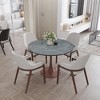LeisureMod Bristol 36" Round Dining Table with MDF Top and Walnut Steel Pedestal Base for Modern Kitchen and Dining Room - 2 of 4