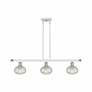 Ithaca - 3 Light Stem Hung Island In Industrial Style-7.5 Inches Tall and 36 Inches Wide - 1 of 1