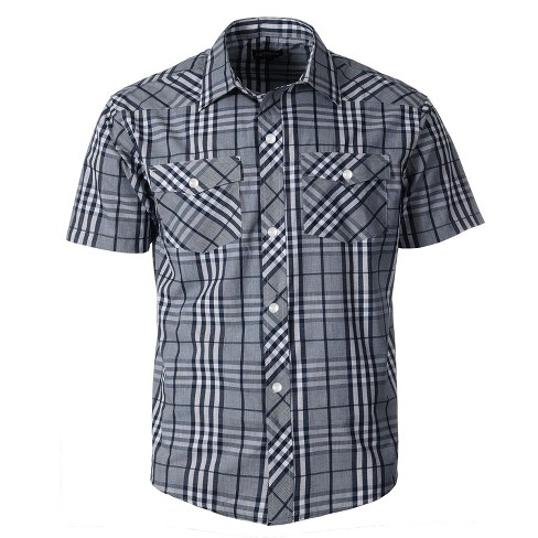 Gioberti Boys Casual Western Plaid Pearl Snap-on Buttons Short Sleeve Shirt - image 1 of 1