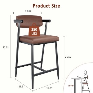 Bar Stools Set of 2/4, 26.5" Upholstered Counter Height Bar Stools for Armrest, Wider Thickened Cushion, Bar Chairs with Backrest for Bar,Kitchen - 1 of 4