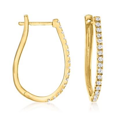 Ross-Simons 0.25 ct. t.w. Diamond U-Hoop Earrings in 18kt Gold Over Sterling