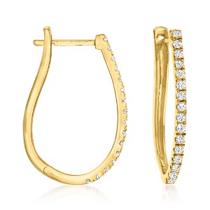 Ross-Simons 0.25 ct. t.w. Diamond U-Hoop Earrings in 18kt Gold Over Sterling - 1 of 3