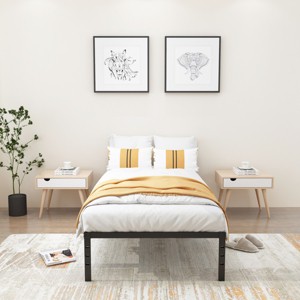 MAYEERTY 14"H Twin Size Bed Frames Metal Platform Bed No Box Spring Needed£¬Under Bed Storage, Black - 1 of 4