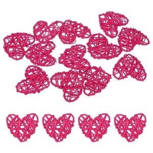Unique Bargains Heart Shaped Wicker Rattan Decorative DIY Crafts Balls 2.4 Inch 12 Pcs - 1 of 4