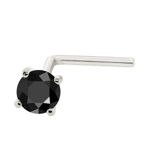 Jewelry Avalanche Black Moissanite 22G 14K Gold L-shape Nose Stud - 1 of 4