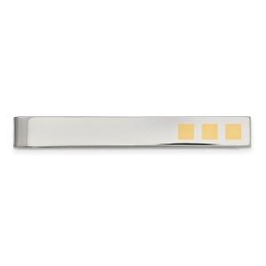 Black Bow Jewelry Stainless Steel & Gold Tone Plated Tie Bar or Money Clip, 7 x 58mm - 1 of 4