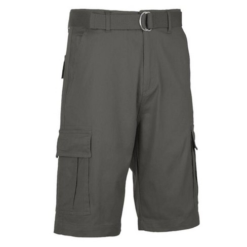 Galaxy By Harvic Men s Flat Front Belted Cotton Cargo Shorts Grey 32 Target