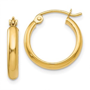 Black Bow Jewelry 2.75mm x 15mm Polished 14k Yellow Gold Domed Round Hoop Earrings - 1 of 4