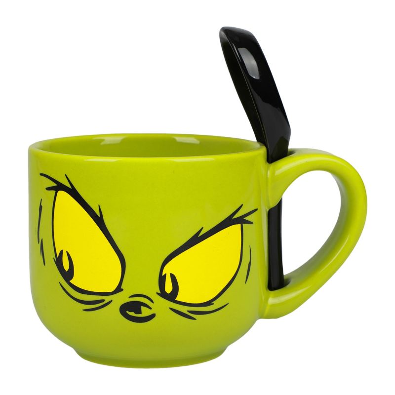 Grinch Big Eyes Holiday Intolerant Green 18oz Ceramic Soup Mug with Spoon, 2 of 6