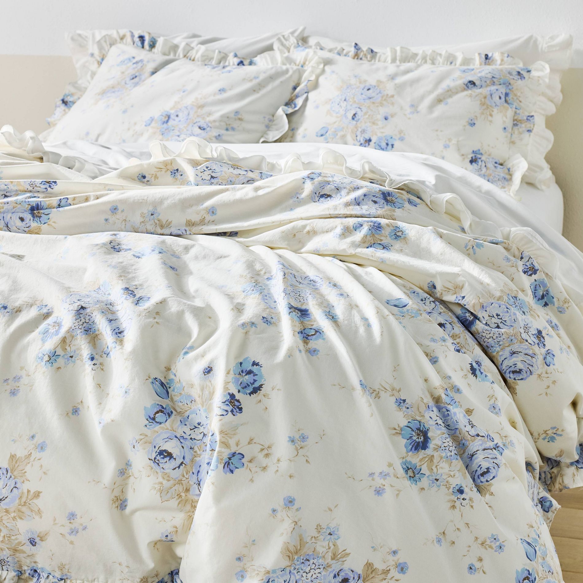 Printed Floral Cotton Ruffle Duvet Cover Set Simply Shabby Chic