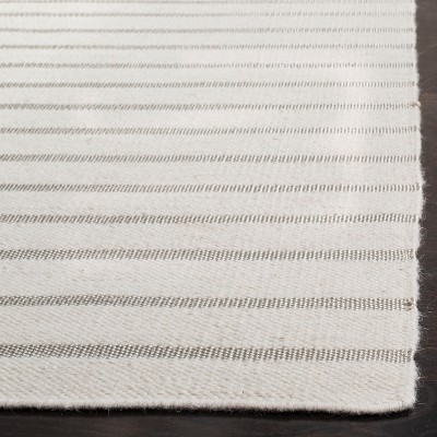 Handwoven White Wool Flat Woven Runner Rug