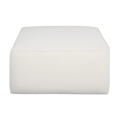 Vynxaria Modern Corduroy Square Ottoman with Dense Foam Padding and Pocket Coil Springs,Cream