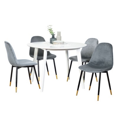 NicBex 5-Piece Round Dining Table Set for 4,Modern Kitchen Table Set with 4 Upholstered Curved Backrest Chairs