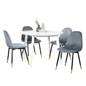 NicBex 5-Piece Round Dining Table Set for 4,Modern Kitchen Table Set with 4 Upholstered Curved Backrest Chairs - 1 of 4