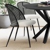 Modern Black Rattan Dining Chairs Set Of 4 Bouclé Dining Chair Cane Back Dining Room Chairs With Metal Leg,Upholstered Armless Dining Chair-Cuddlewood - 3 of 4