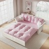 TiramisuBest 74.8" Queen Pull Out Sofa Bed, 3-in-1 Convertible Sleeper Tufted Velvet Loveseat with 2 Pillows, Multi-Functional Couch，Blue - 2 of 4