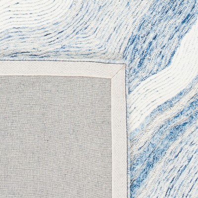 Art Deco Abstract Blue Wool 8' Square Tufted Rug