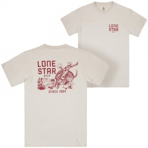 Mens Lone Star Beer Armadillo Riding Front and Back Print T-Shirt - 1 of 4