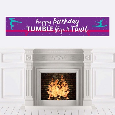 Big Dot of Happiness Tumble, Flip & Twirl - Gymnastics - Happy Birthday Decorations Party Banner
