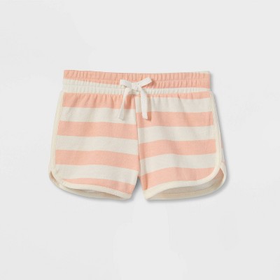 Grayson Mini Toddler Girls' French Terry Striped Pull-On Shorts - Orange