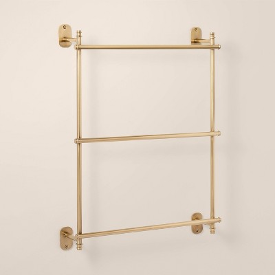 Wall-mounted Brass Ladder Towel Rack Antique Finish - Hearth