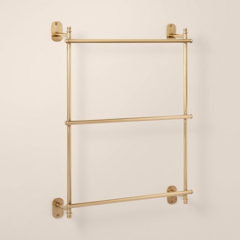 Wall-mounted Brass Ladder Towel Rack Antique Finish - Hearth