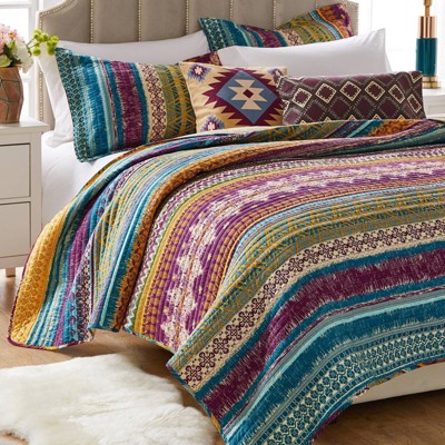 King Pink Cotton Reversible Boho-Chic Quilt Set