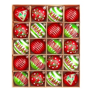 20-Pack Christmas Decorations Multicolor Christmas Ball Ornaments, 2.36 Inch Shatterproof Decorations - 1 of 4